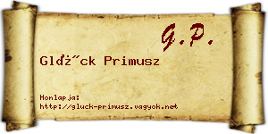 Glück Primusz névjegykártya